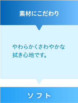 素材にこだわり やわらかくさわやかな拭き心地です。ソフト